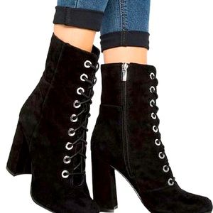 Black lace up booties